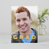 AFSTUDEERDER Klasse van 2025 Foto Afstuderen Gold  Folie Uitnodiging (Staand Voorkant)