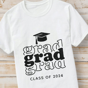 Afstudeerder Klasse van 20XX Zwart-wit Modern Afst T-shirt