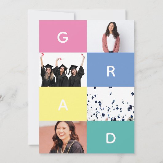 AFSTUDEERDER KLEURBLOKKEN MULTI Foto afstuderen Aankondiging (Voorkant)