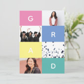 AFSTUDEERDER KLEURBLOKKEN MULTI Foto afstuderen Aankondiging (Staand voorkant)