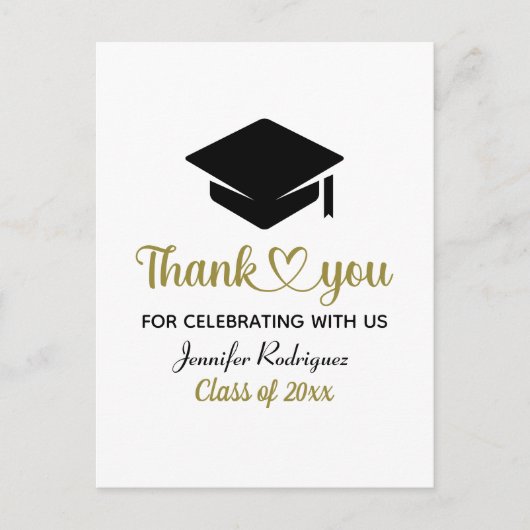 Afstudeerder Love and Bedankt Gradup Cap Bedankt Briefkaart (Voorkant)