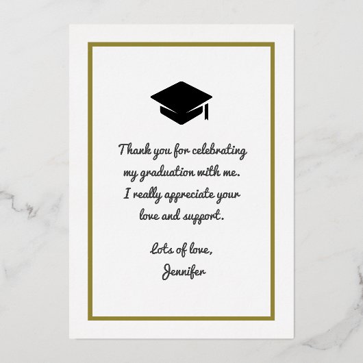 Afstudeerder Love and Bedankt Gradup Cap Bedankt Folie Uitnodiging (Achterkant)