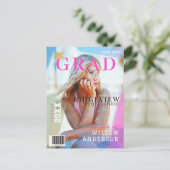 Afstudeerder Magazine Neon roze foto Afstuderen Aankondigingskaart (Staand voorkant)