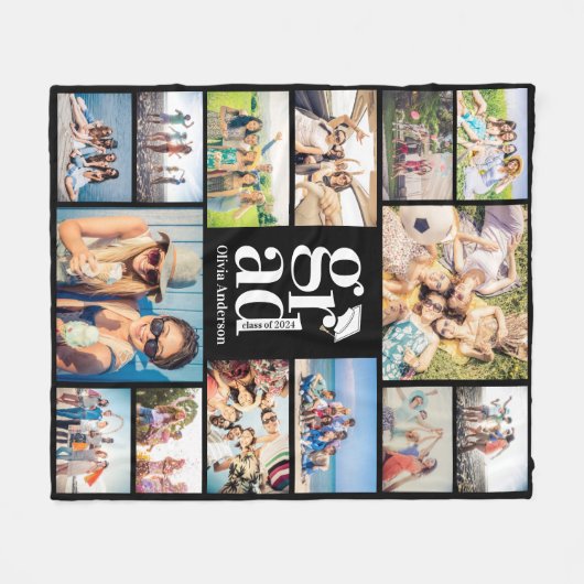 Afstudeerder meerdere fotocollageherinneringen fleece deken (Voorkant (Horizontaal))