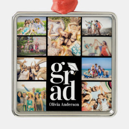 Afstudeerder meerdere fotocollageherinneringen metalen ornament