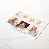 Afstudeerder met goudfolie rozen Foto afstuderen a Folie Uitnodiging (Gedraaid)