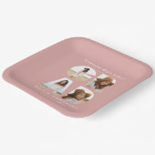 Afstudeerder met meerdere foto's roze, modern eleg papieren bordje (Gebogen)