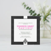 Afstudeerder met zwarte en witte poka-Dot-Elegant Kaart (Staand voorkant)