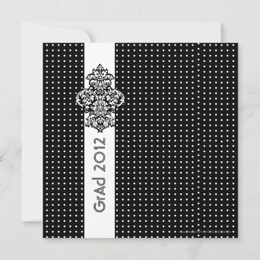 Afstudeerder met zwarte en witte poka-Dot-Elegant Kaart (Achterkant)