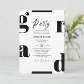 Afstudeerder Modern Black and White Graduation Par Kaart (Staand voorkant)