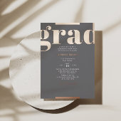 Afstudeerder Modern Bold Graduation Party Grey Roo Folie Uitnodiging