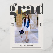 Afstudeerder Modern Bold Graduparty Roos Gold Folie Uitnodiging (Achterkant)