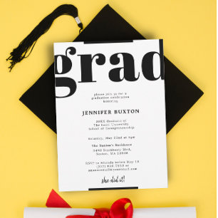 Afstudeerder Modern Check Black and White Gradupar Kaart
