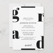 Afstudeerder Modern Chic Black en White Graduation Kaart (Voorkant)