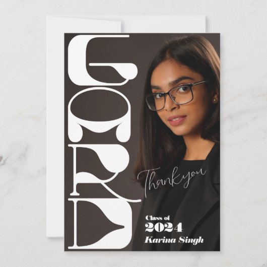 AFSTUDEERDER! Modern Script Afstuderen Foto Bedank Bedankkaart (Voorkant)