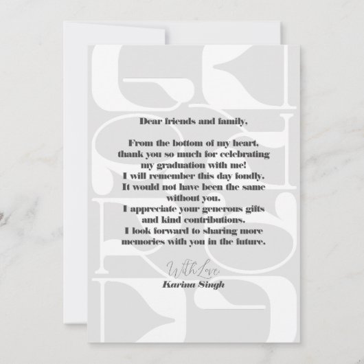 AFSTUDEERDER! Modern Script Afstuderen Foto Bedank Bedankkaart (Achterkant)