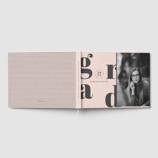 Afstudeerder Moderne Blush Roze fotograaf Partij Gastenboek (Volledig)