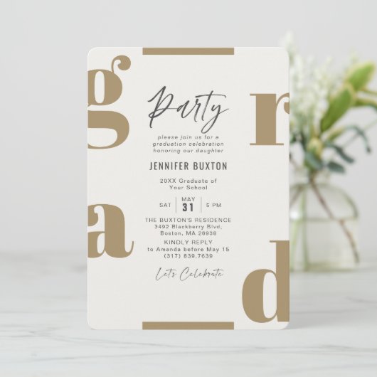 Afstudeerder Moderne Olijfgroene GraduPartij Kaart (Staand voorkant)