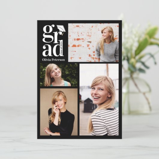 AFSTUDEERDER Multi Fotocollage Afstuderen Aankondiging (Staand voorkant)