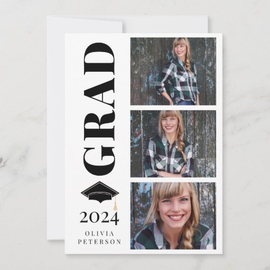 AFSTUDEERDER Multi Fotocollage Graduation Party Kaart (Voorkant)