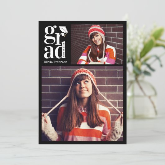 AFSTUDEERDER Multi Fotocollage Graduation Party Kaart (Staand voorkant)