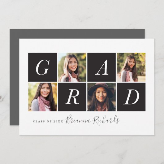 AFSTUDEERDER Multi-Photo Collage Grid | Afstudeerp Kaart (Voorkant / Achterkant)