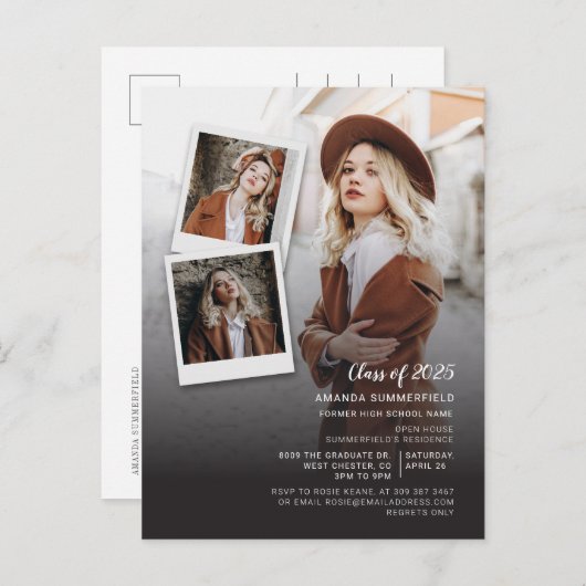 Afstudeerder Multi Photo Script Afstuderen 2025 Pa Uitnodiging Briefkaart (Voorkant / Achterkant)