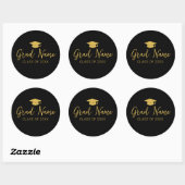 Afstudeerder Naam Script met Afstudeerdop - Zwart  Ronde Sticker (Vel)