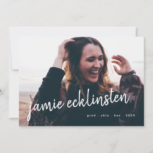 Afstudeerder Namen twee foto's vers en vet Aankondiging (Voorkant)