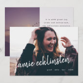 Afstudeerder Namen twee foto's vers en vet Aankondiging (Voorkant / Achterkant)