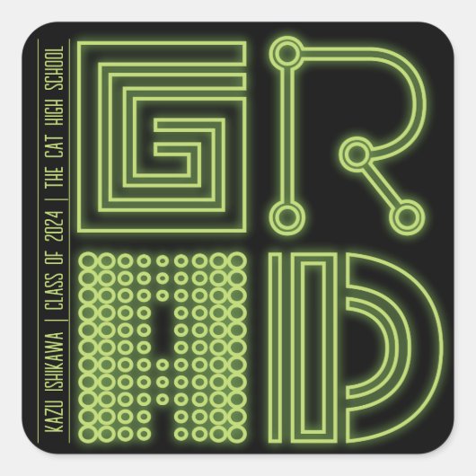 AFSTUDEERDER | Neon kleur Minimale Eenvoudige Grad Vierkante Sticker (Voorkant)