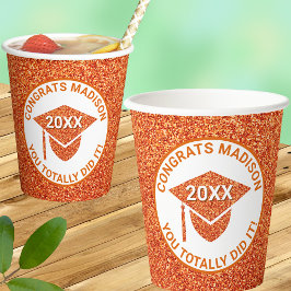 Afstudeerder Oranje Pet Chic Elegant School Party Papieren Bekers