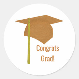 Afstudeerder Oranje Pet Geel Tassel Afstuderen Ronde Sticker