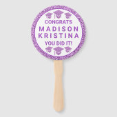 Afstudeerder Paars Pet Eenvoudig elegant Afbeeldin Handwaaier (Voorkant)