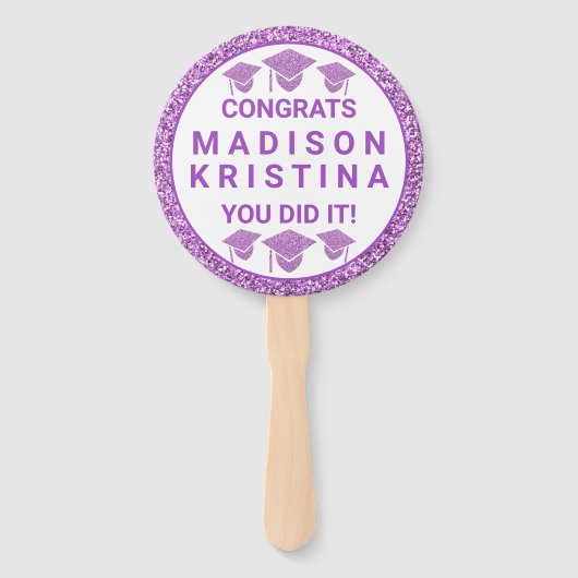 Afstudeerder Paars Pet Eenvoudig elegant Afbeeldin Handwaaier (Voorkant)