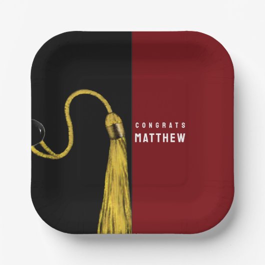 Afstudeerder Partij Maroon Paper Borden Papieren Bordje (Voorkant)