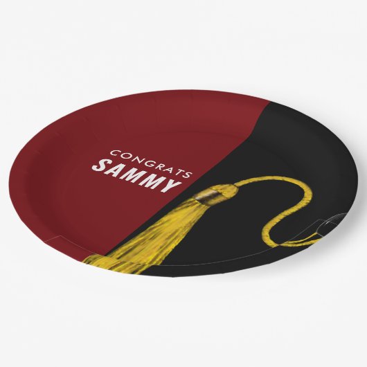 Afstudeerder Partij Maroon Paper Borden Papieren Bordje (Gekanteld)