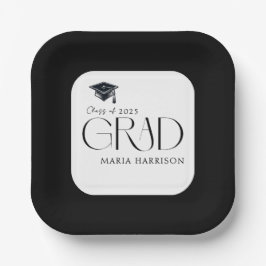 Afstudeerder Partij Zwart en Wit Papier Bord