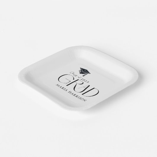 Afstudeerder Partij Zwart en Wit Papier Bord (Gebogen)