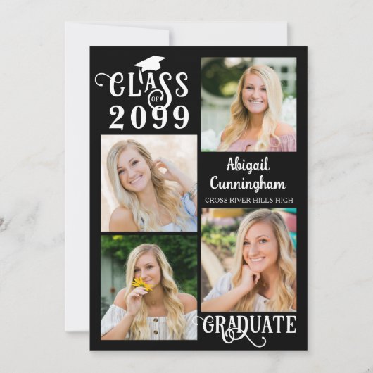 Afstudeerder Party 5 foto's Fancy Class Year Scrip Kaart (Voorkant)
