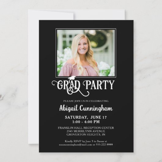 Afstudeerder Party 5 foto's Fancy Class Year Scrip Kaart (Achterkant)