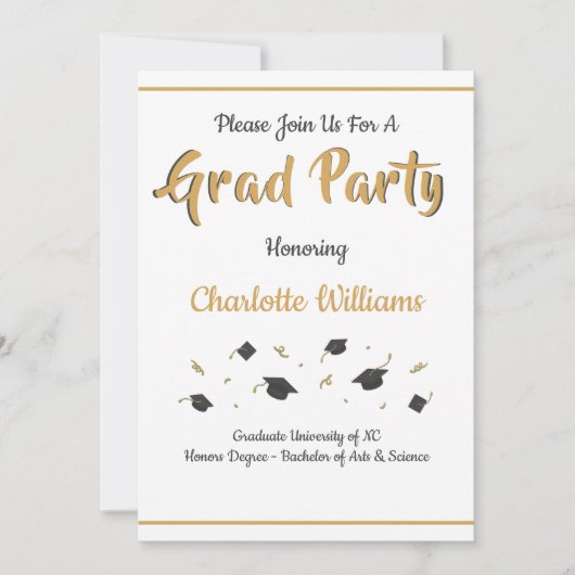 Afstudeerder Party Afstuderen Celebration Gold Kaart (Voorkant)