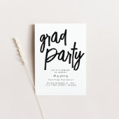 Afstudeerder Party Black and White Invitation Kaart