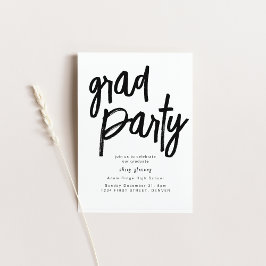 Afstudeerder Party Black and White Invitation Kaart