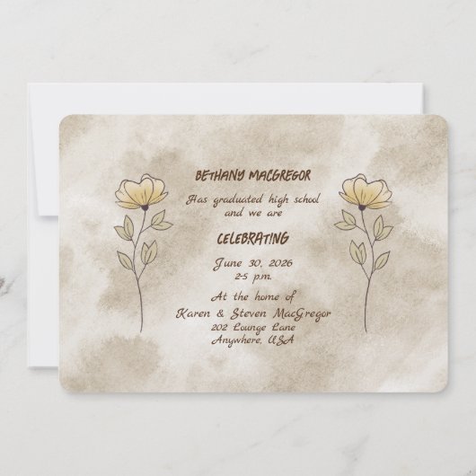 Afstudeerder Party Dochter Bruin Bloemen Kaart (Achterkant)