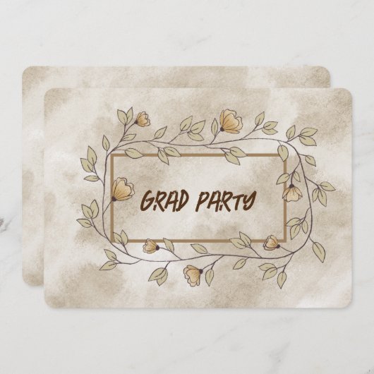Afstudeerder Party Dochter Bruin Bloemen Kaart (Voorkant / Achterkant)