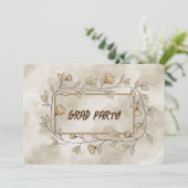 Afstudeerder Party Dochter Bruin Bloemen Kaart (Staand voorkant)