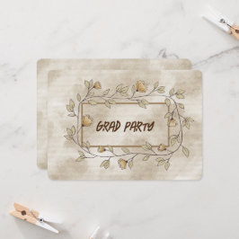 Afstudeerder Party Dochter Bruin Bloemen Kaart