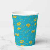 Afstudeerder Party Doodle Icon Pattern Blauw Geel Papieren Bekers (Achterkant)