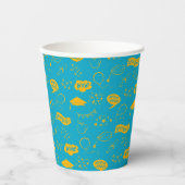 Afstudeerder Party Doodle Icon Pattern Blauw Geel Papieren Bekers (Voorkant)